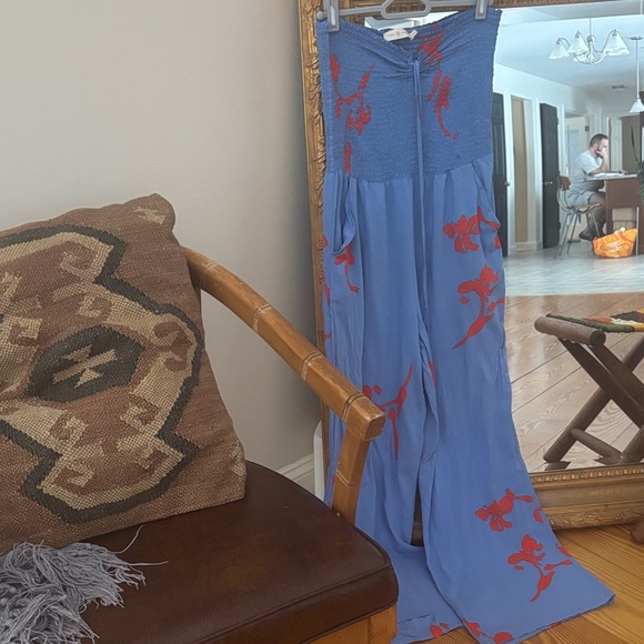 Tory Burch Light Blue Jumpsuit with Orange Accents - Picture 1 of 16